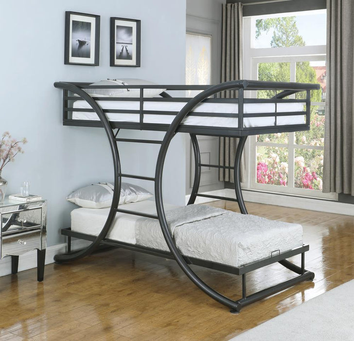 Stephan Contemporary Gunmetal Twin over Twin Bunk Bed