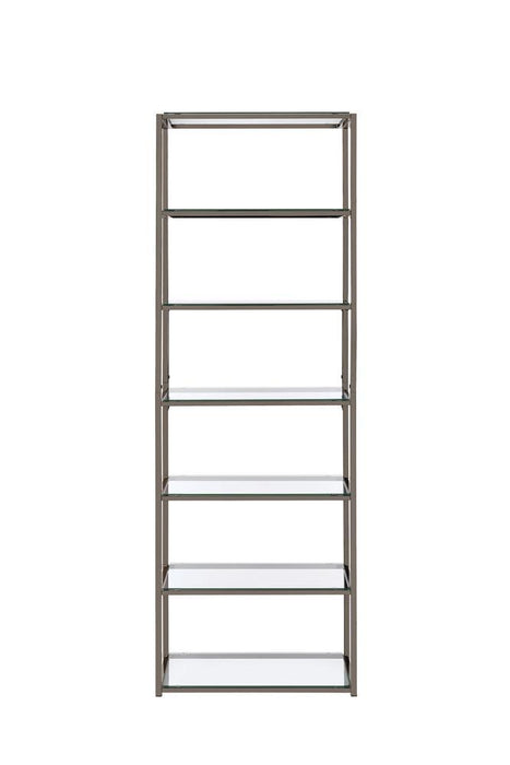 G801017 Contemporary Black Nickel Six Tier Bookcase