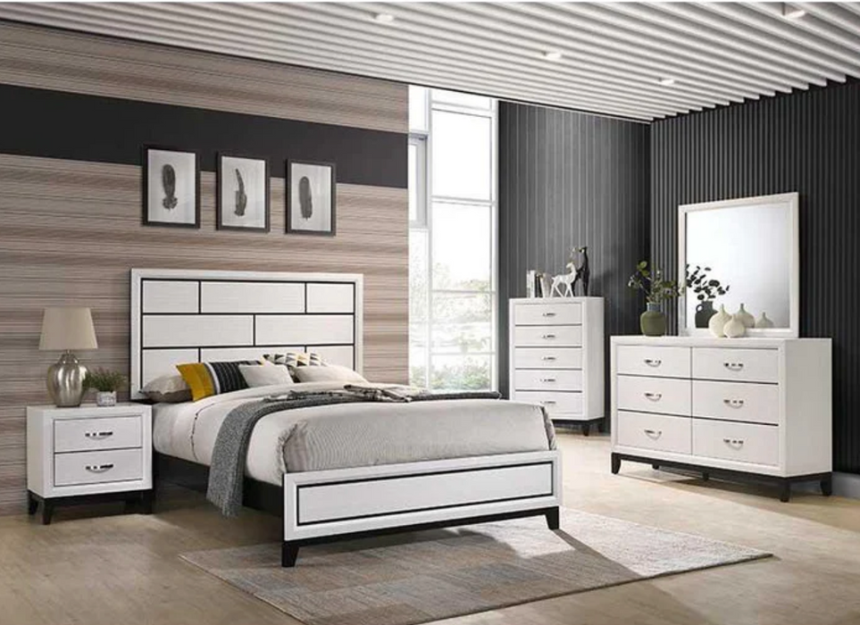 Crown Mark Akerson King Four Piece Bedroom Set Chalk