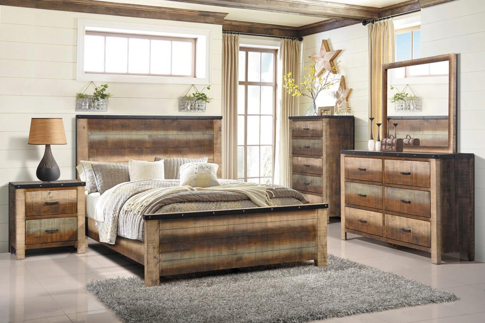 Sembene Bedroom Rustic Antique Multi Color Queen Five Piece Set image
